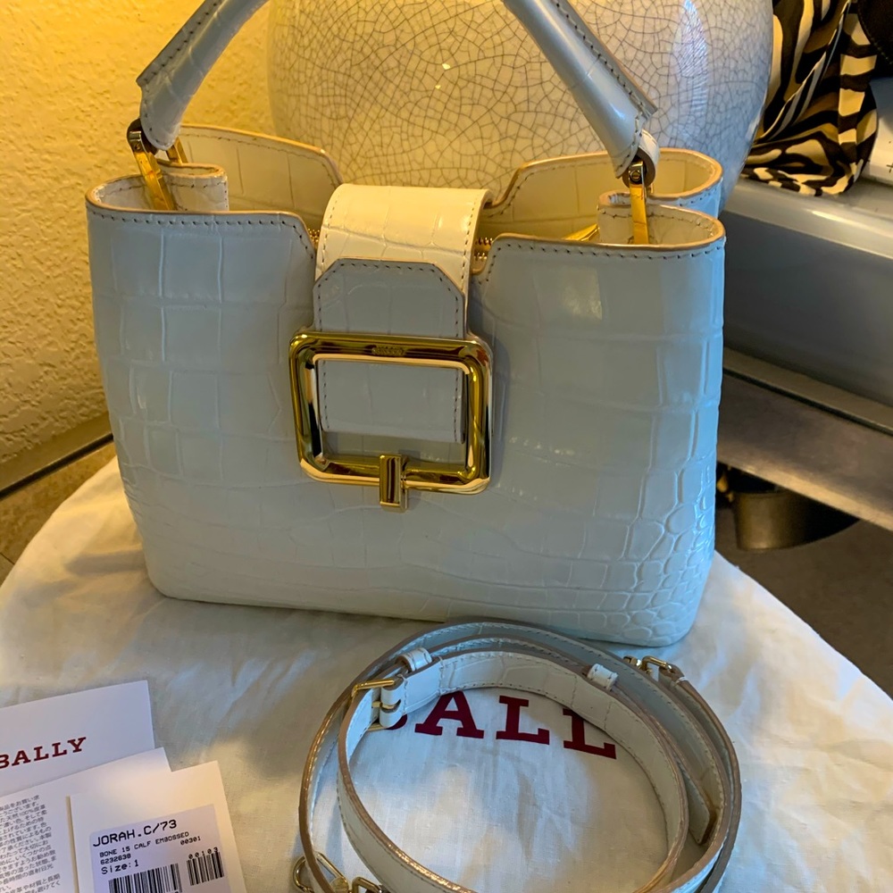 Bally JORAH CROC EMBOSSED LEATHER BAG